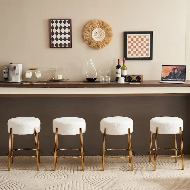 2 tabourets de bar modernes beige et or (lot de 20)