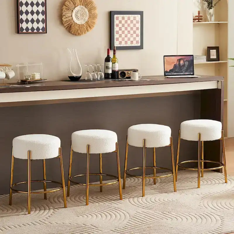 2 tabourets de bar modernes beige et or (lot de 20)