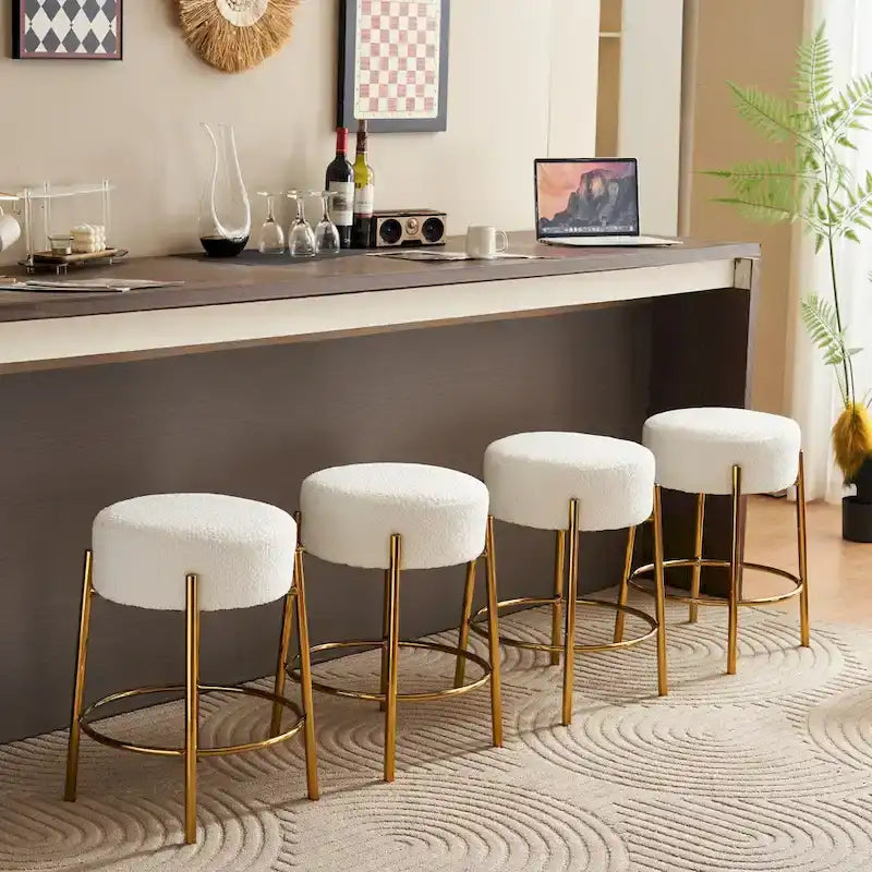 2 tabourets de bar modernes beige et or (lot de 20)