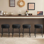 2 tabourets de bar noirs modernes de 20 pouces avec pieds de support robustes (ensemble de 2)