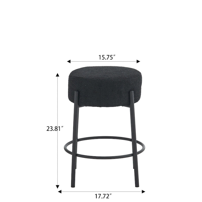 2 tabourets de bar noirs modernes de 20 pouces avec pieds de support robustes (ensemble de 2)
