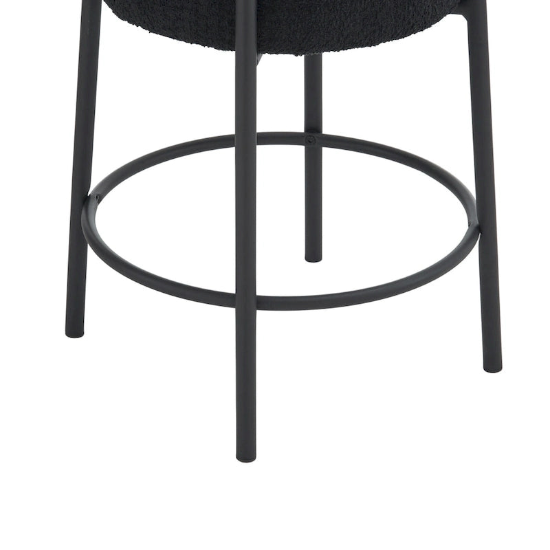 2 tabourets de bar noirs modernes de 20 pouces avec pieds de support robustes (ensemble de 2)