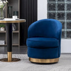 Fauteuil d'appoint rembourré en velours bleu 22 avec piètement pivotant