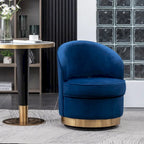Fauteuil d'appoint rembourré en velours bleu 22 avec piètement pivotant