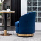 Fauteuil d'appoint rembourré en velours bleu 22 avec piètement pivotant