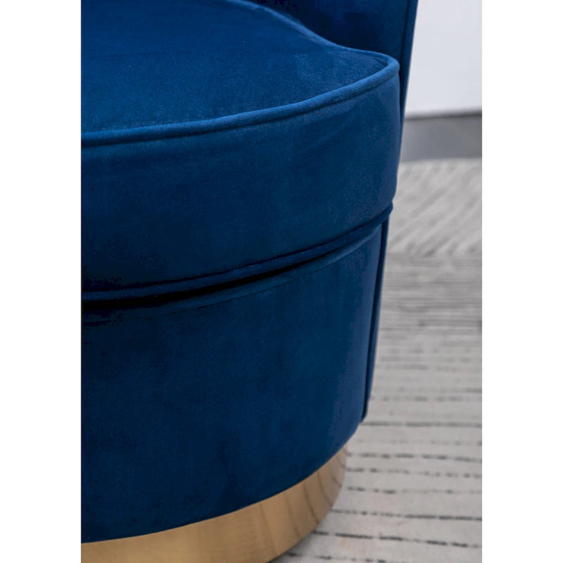 Fauteuil d'appoint rembourré en velours bleu 22 avec piètement pivotant