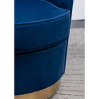Fauteuil d'appoint rembourré en velours bleu 22 avec piètement pivotant