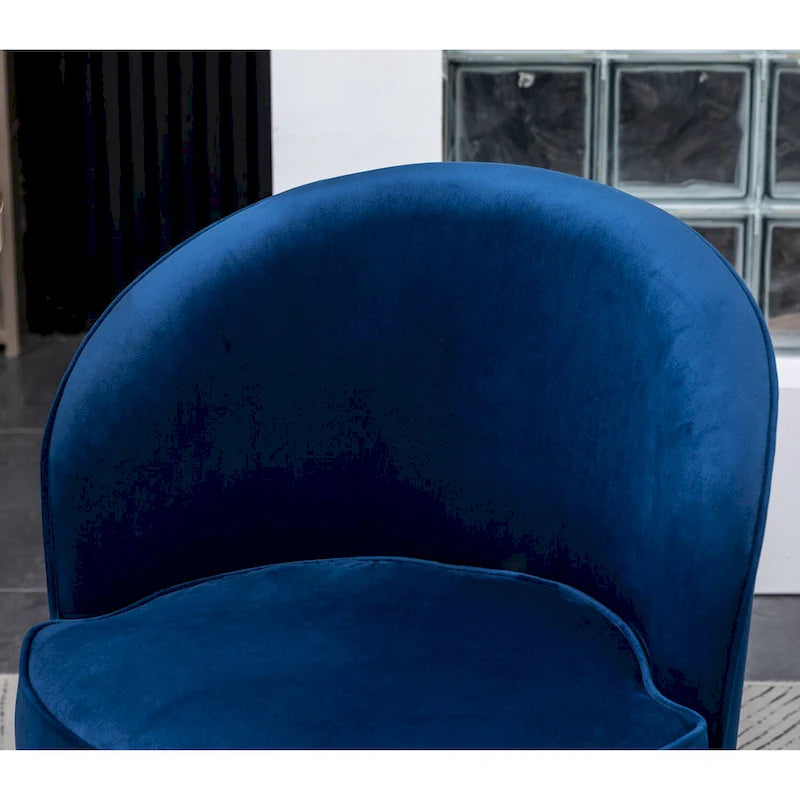 Fauteuil d'appoint rembourré en velours bleu 22 avec piètement pivotant