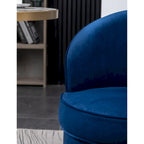 Fauteuil d'appoint rembourré en velours bleu 22 avec piètement pivotant