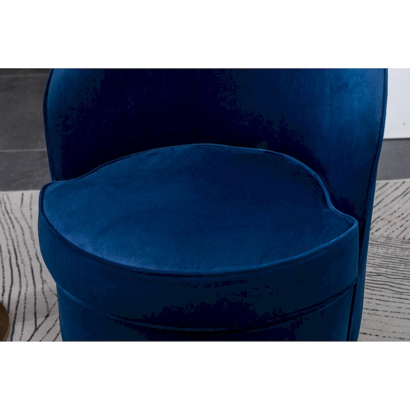 Fauteuil d'appoint rembourré en velours bleu 22 avec piètement pivotant