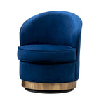 Fauteuil d'appoint rembourré en velours bleu 22 avec piètement pivotant