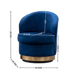 Fauteuil d'appoint rembourré en velours bleu 22 avec piètement pivotant