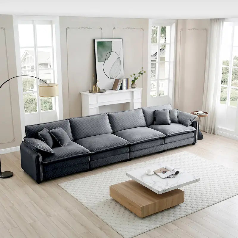 Canapé modulaire sans accoudoirs en velours côtelé personnalisable