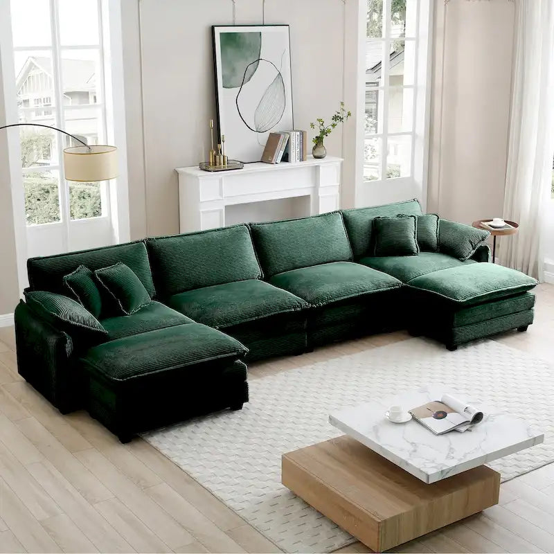 Canapé modulaire sans accoudoirs en velours côtelé personnalisable