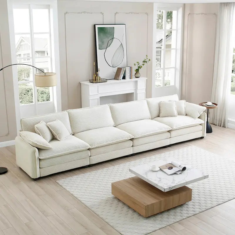 Canapé modulaire sans accoudoirs en velours côtelé personnalisable