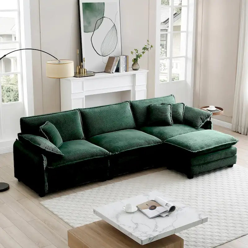 Canapé modulaire sans accoudoirs en velours côtelé personnalisable