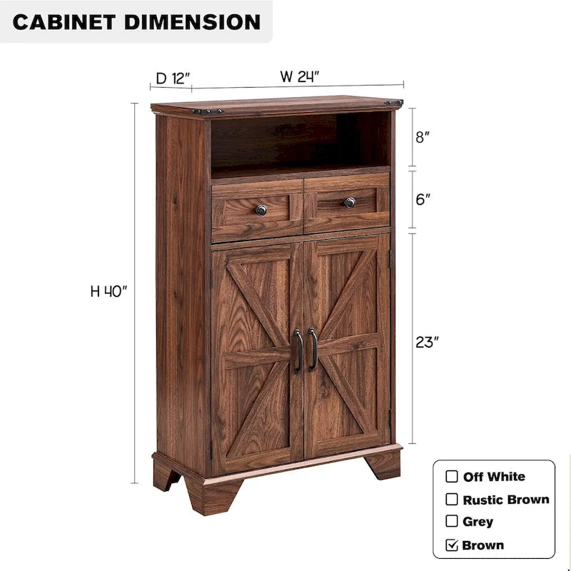 Meuble bas de salle de bain de 24 po de style campagnard, grand meuble de rangement de salle de bain