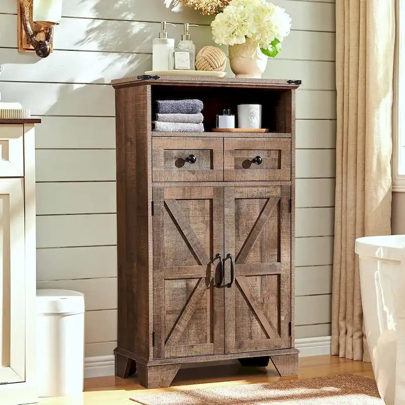 Meuble bas de salle de bain de 24 po de style campagnard, grand meuble de rangement de salle de bain