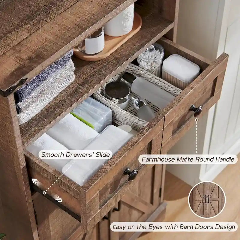 Meuble bas de salle de bain de 24 po de style campagnard, grand meuble de rangement de salle de bain