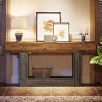 Table d'entrée de style ferme à 2 niveaux, Table console de 160 cm, Table basse étroite derrière canapé