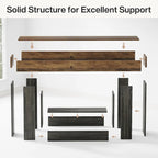 Table d'entrée de style ferme à 2 niveaux, Table console de 160 cm, Table basse étroite derrière canapé