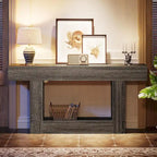 Table d'entrée de style ferme à 2 niveaux, Table console de 160 cm, Table basse étroite derrière canapé