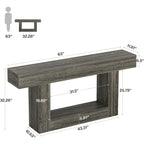 Table d'entrée de style ferme à 2 niveaux, Table console de 160 cm, Table basse étroite derrière canapé