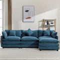 Canapé d'angle moderne 4 places 112,2 bleu avec pouf amovible