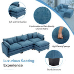 Canapé d'angle moderne 4 places 112,2 bleu avec pouf amovible
