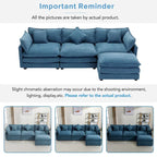 Canapé d'angle moderne 4 places 112,2 bleu avec pouf amovible