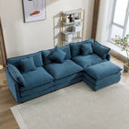 Canapé d'angle moderne 4 places 112,2 bleu avec pouf amovible