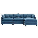 Canapé d'angle moderne 4 places 112,2 bleu avec pouf amovible