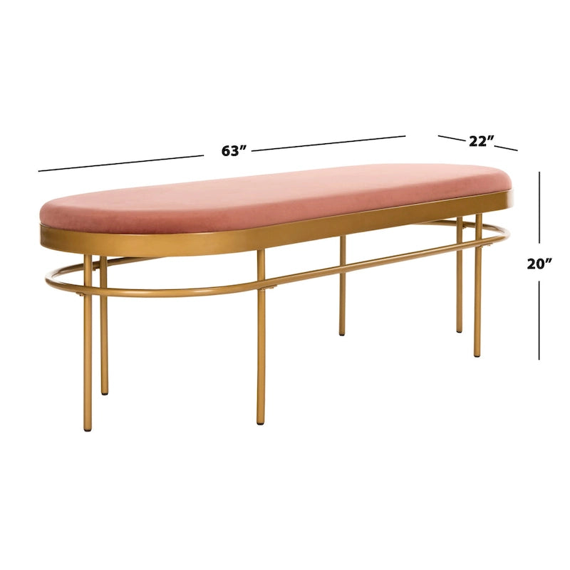Banc ovale Omie SAFAVIEH - 63 x 22 x 20 - 63Lx22Px20H