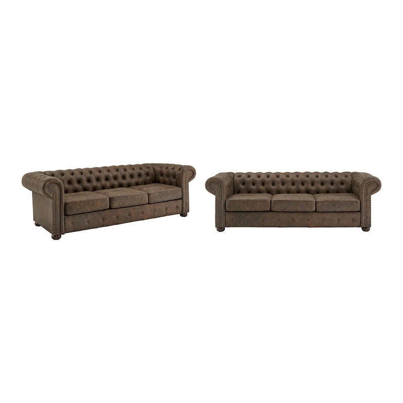 Canapé Chesterfield Gdansk avec accoudoirs arrondis et capitonnés