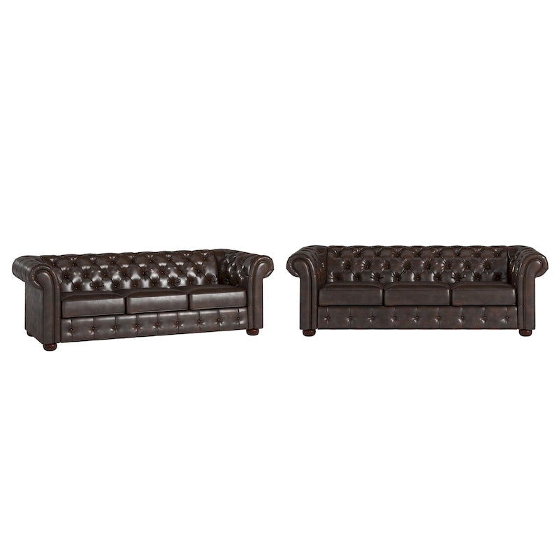 Canapé Chesterfield Gdansk avec accoudoirs arrondis et capitonnés