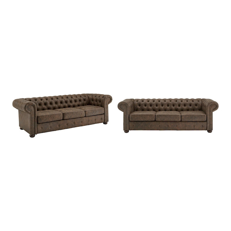 Canapé Chesterfield Gdansk avec accoudoirs arrondis et capitonnés