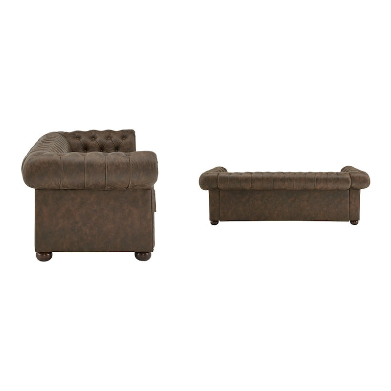 Canapé Chesterfield Gdansk avec accoudoirs arrondis et capitonnés