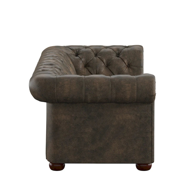 Canapé Chesterfield Gdansk avec accoudoirs arrondis et capitonnés