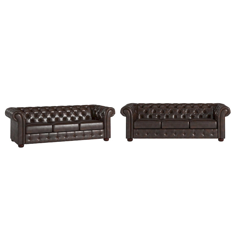 Canapé Chesterfield Gdansk avec accoudoirs arrondis et capitonnés