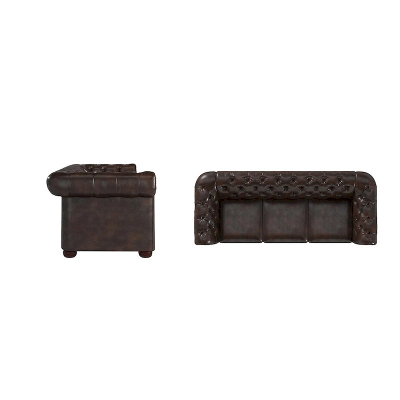 Canapé Chesterfield Gdansk avec accoudoirs arrondis et capitonnés