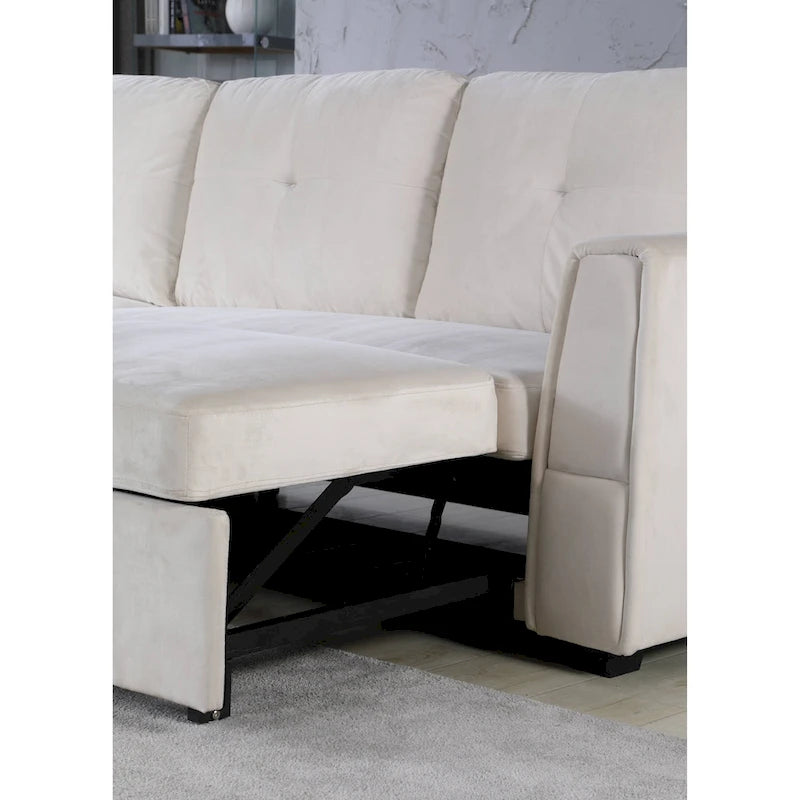 Canapé d'angle réversible convertible en velours de 91 po avec rangement