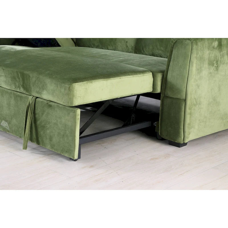 Canapé d'angle réversible convertible en velours de 91 po avec rangement