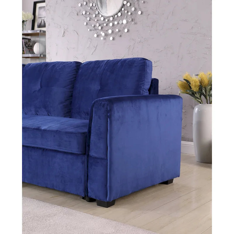 Canapé d'angle réversible convertible en velours de 91 po avec rangement