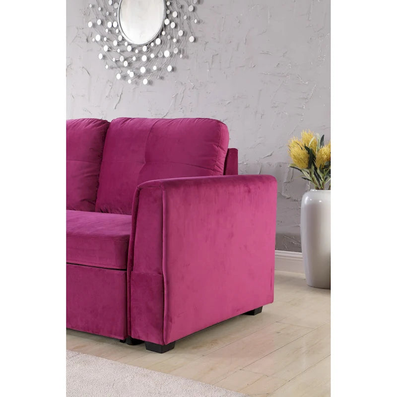 Canapé d'angle réversible convertible en velours de 91 po avec rangement