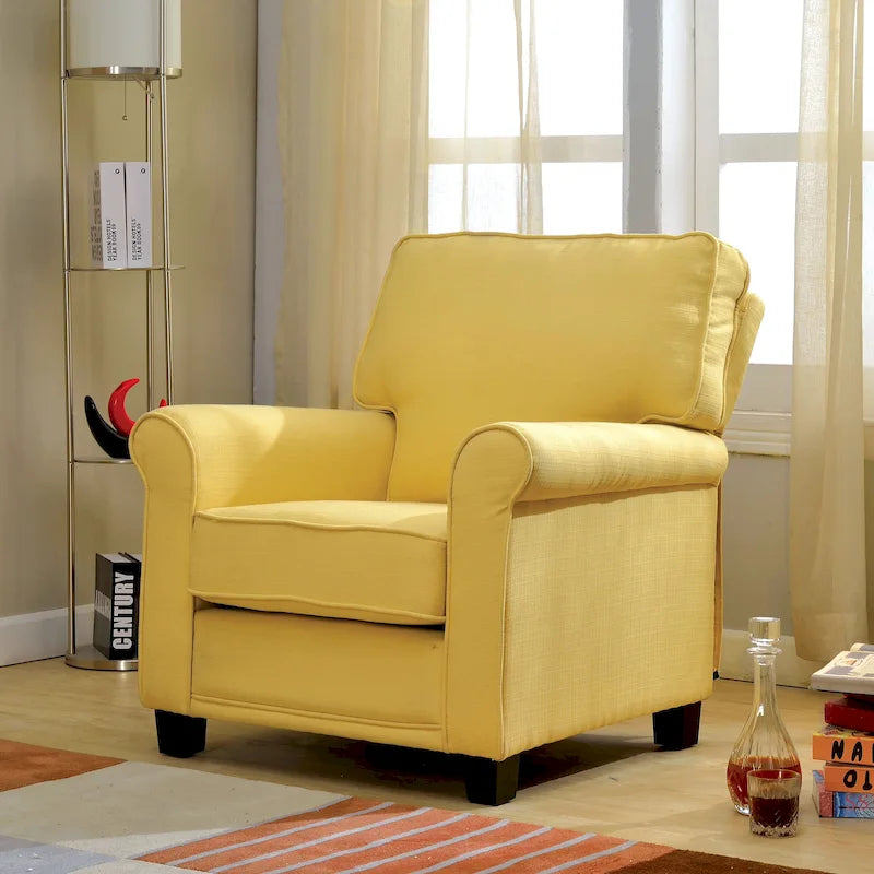 Fauteuil rembourré en lin Charmayne avec accoudoirs arrondis par Furniture of America