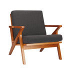 Porthos Home Clia, fauteuil d'appoint en tissu avec cadre en bois d'hévéa, coussins amovibles