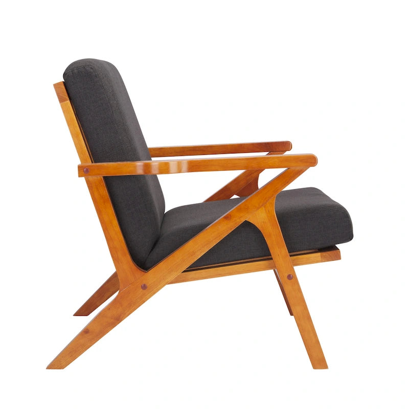 Porthos Home Clia, fauteuil d'appoint en tissu avec cadre en bois d'hévéa, coussins amovibles