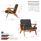 Porthos Home Clia, fauteuil d'appoint en tissu avec cadre en bois d'hévéa, coussins amovibles