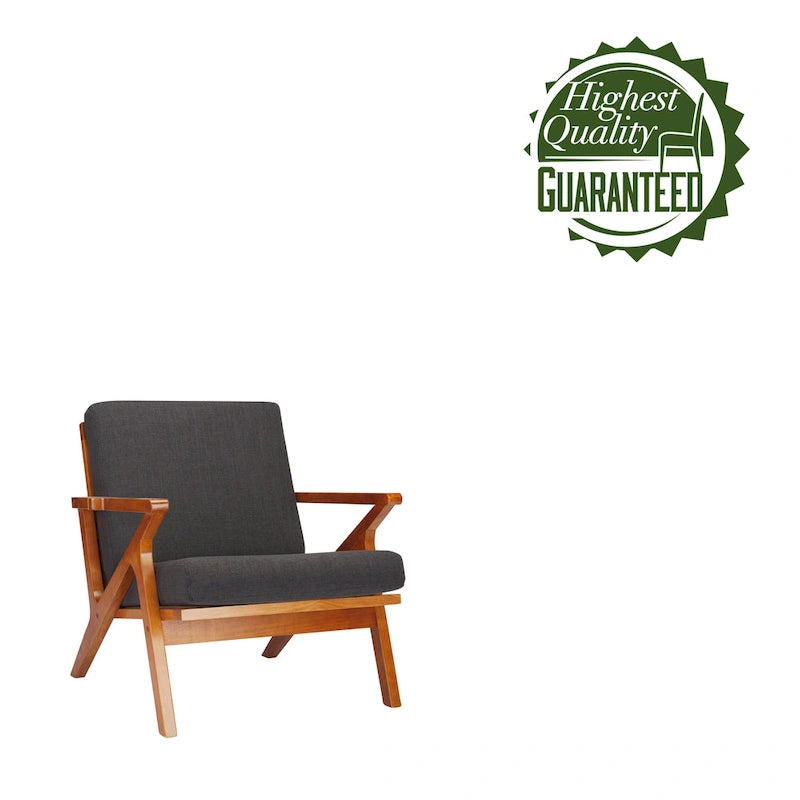 Porthos Home Clia, fauteuil d'appoint en tissu avec cadre en bois d'hévéa, coussins amovibles