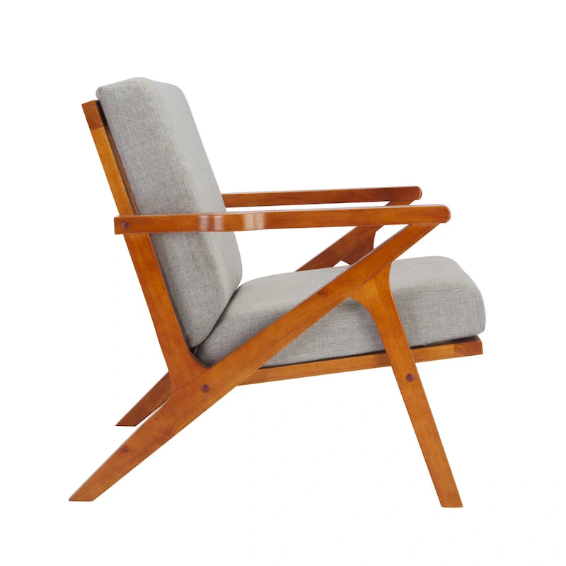Porthos Home Clia, fauteuil d'appoint en tissu avec cadre en bois d'hévéa, coussins amovibles